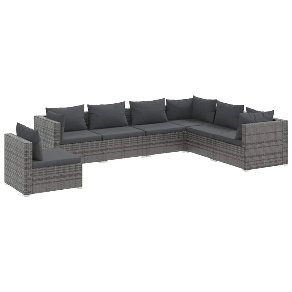 Outdoor Lounge Set 7 Piece Garden Patio Furniture Rattan Modular Sofa Grey