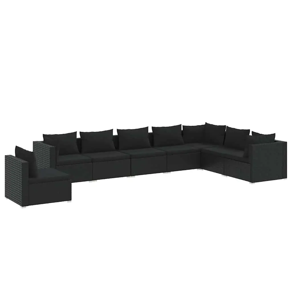 Outdoor Lounge Set 8 Piece Modular Garden Furniture Cushions Black Rattan