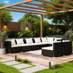 Practical and Comfortable 8-Piece Black Lounge Set