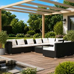 Comfortable 9 Piece Modular Lounge Set for Outdoor Use