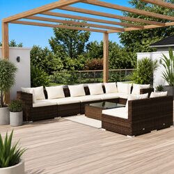 Comfort Meets Value in the 9 Piece Poly Rattan Lounge Set