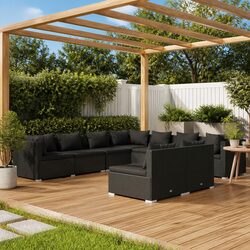 Comfortable 9 Piece Garden Lounge Set in Black