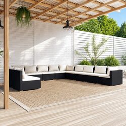 Comfortable 11-Piece Garden Lounge Set in Black