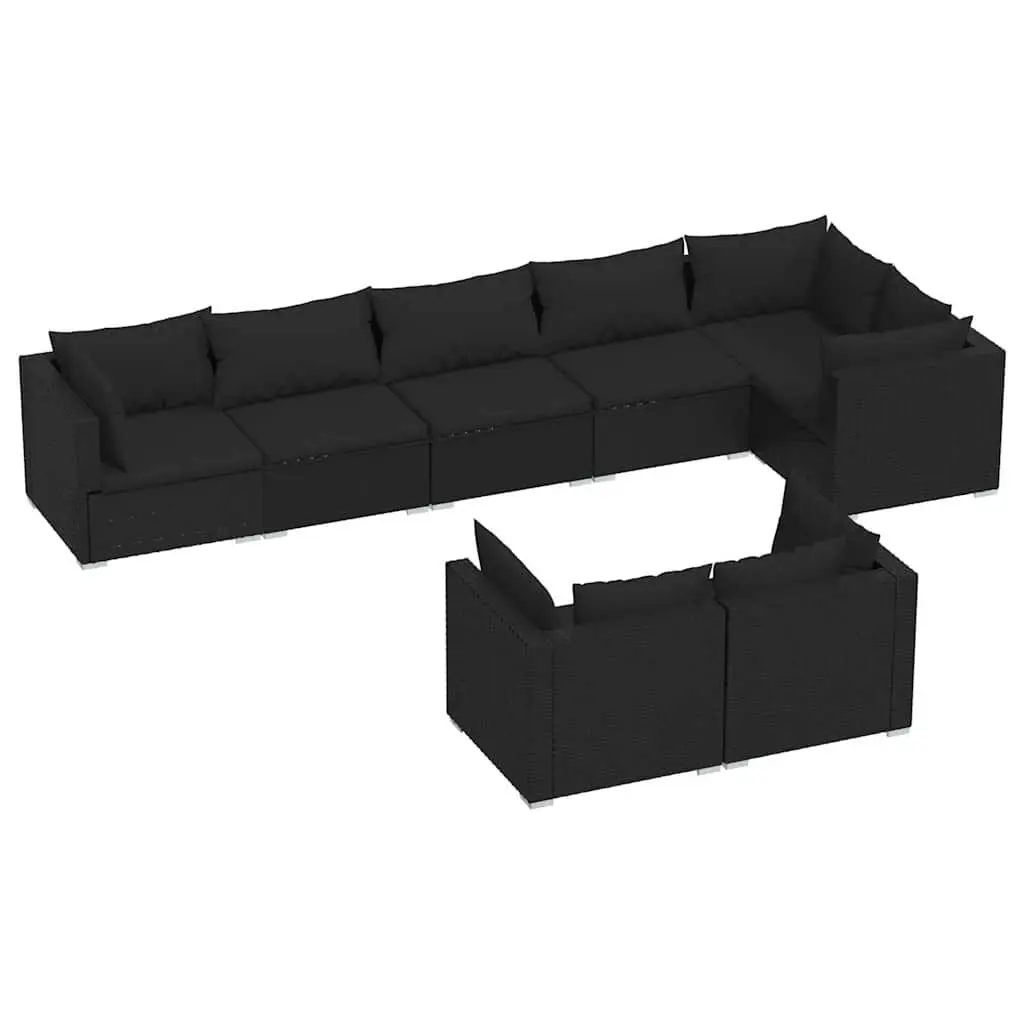 Garden Lounge Set 8 Piece Outdoor Furniture Poly Rattan Sofa Black