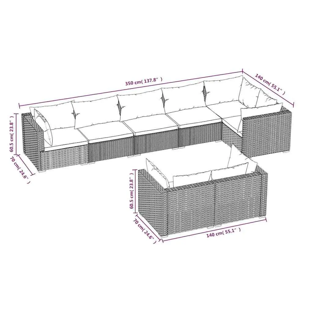 Garden Lounge Set 8 Piece Outdoor Furniture Poly Rattan Sofa Black