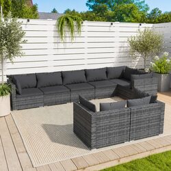 Comfortable 8-Piece Garden Lounge Set in Grey