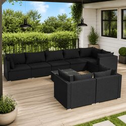 Comfortable 9-Piece Modular Lounge Set for Relaxing Outdoors