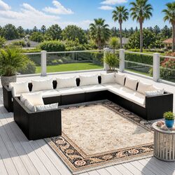 Comfortable 10-Piece Black Outdoor Lounge Set