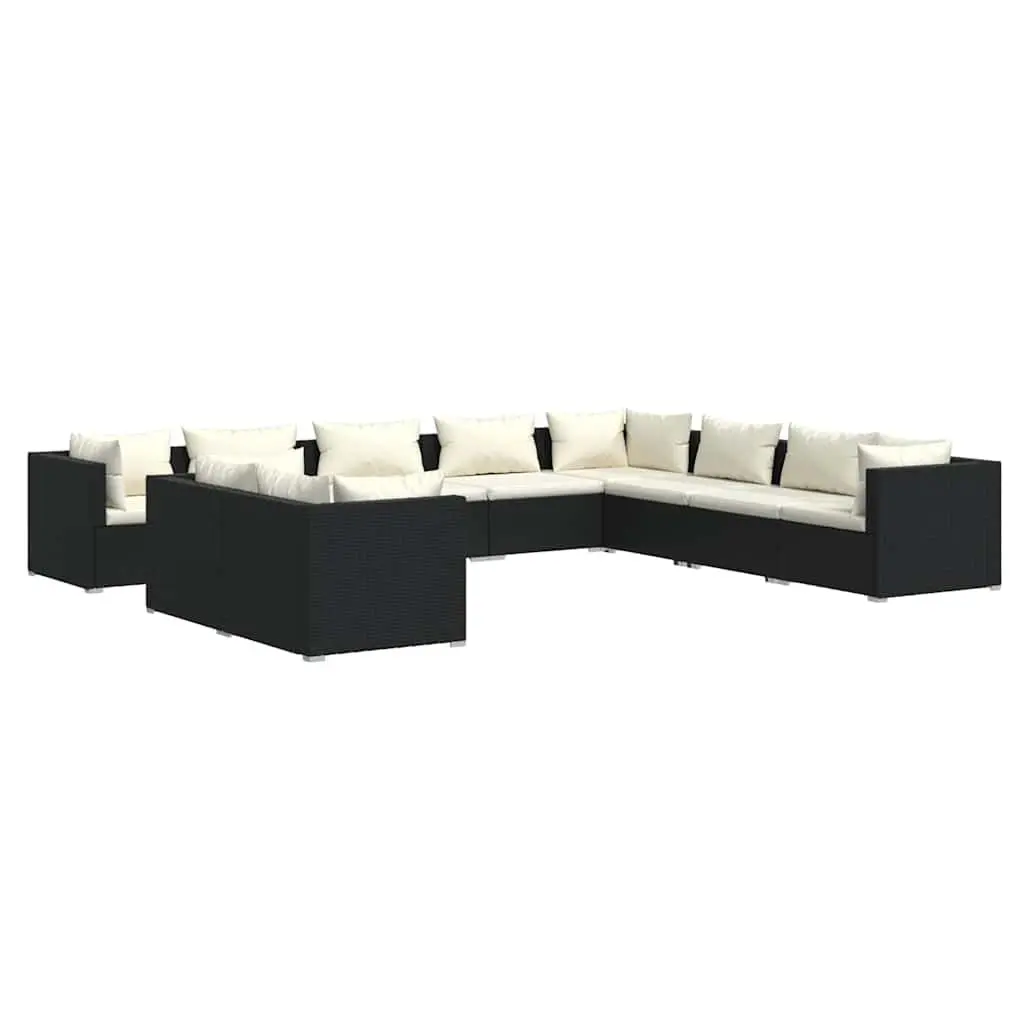 Outdoor Garden Lounge Set Modular Furniture 10 Piece Black Poly Rattan