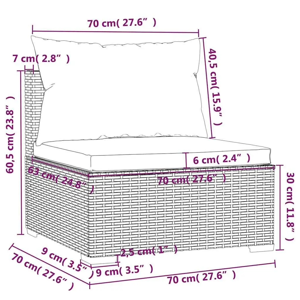Garden Lounge Set Modular Outdoor Sofa 10 Piece Brown Poly Rattan