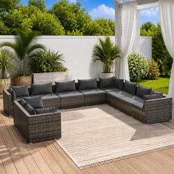 Reliable 10-Piece Garden Lounge Set with Comfortable Cushions