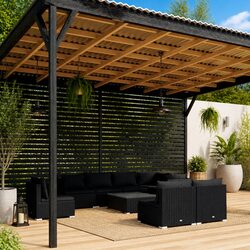9 Piece Poly Rattan Garden Lounge Set Outdoor Patio Sofa Modular Cushions Black