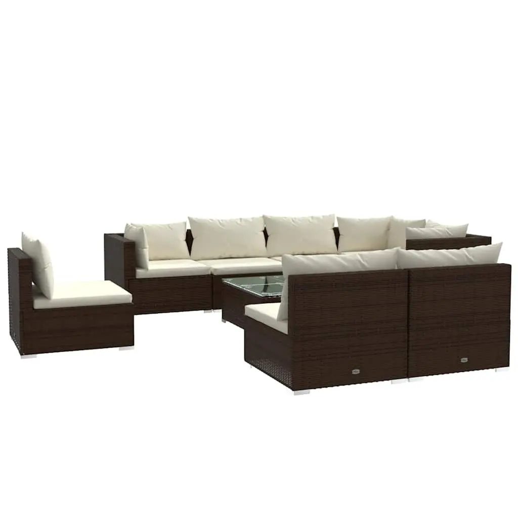 Modular Lounge Set Outdoor Furniture 9 Piece Brown Poly Rattan Patio Sofa