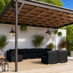 Comfortable and Practical 9 Piece Black Lounge Set