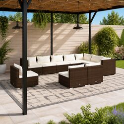 Comfortable 10 Piece Garden Lounge Set with Removable Cushions