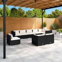 Comfortable 9 Piece Outdoor Lounge Set with Cushions