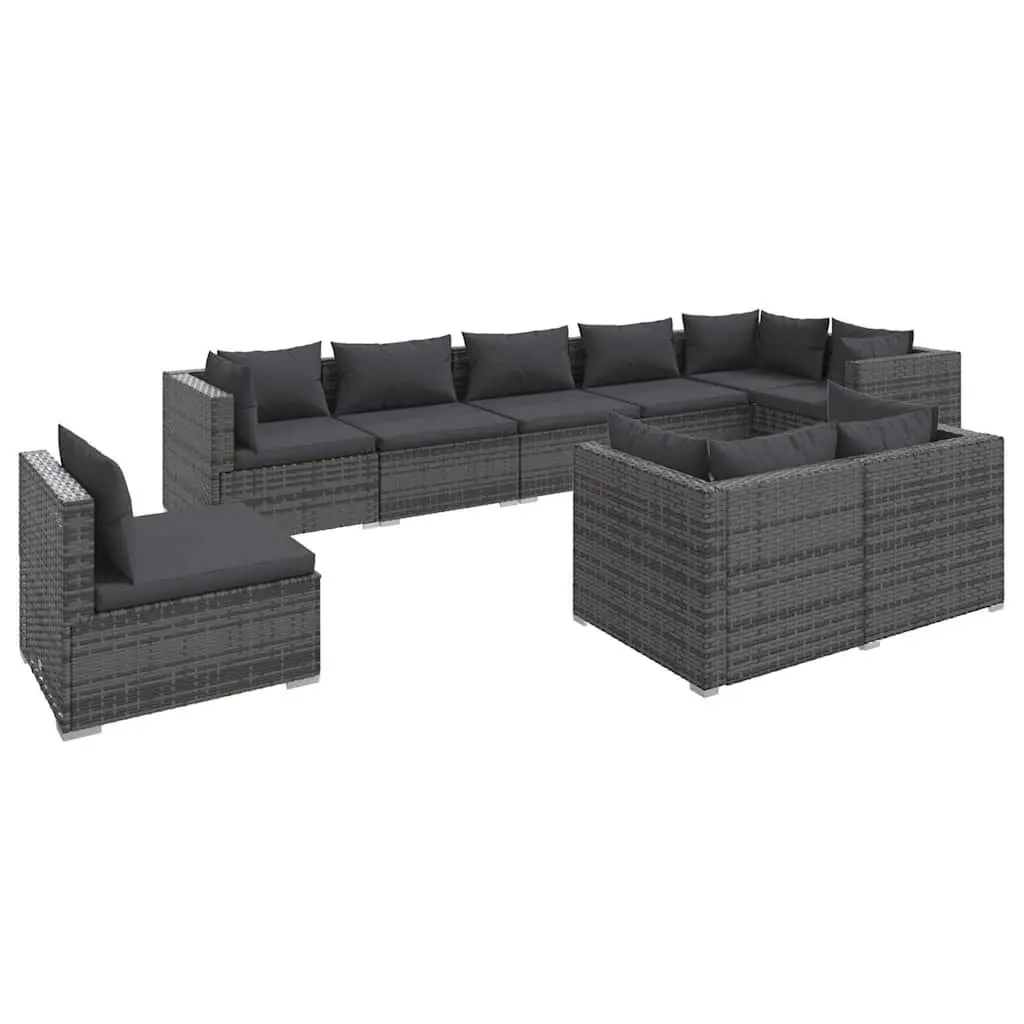 9-Piece Grey Garden Lounge Set for Outdoor Comfort