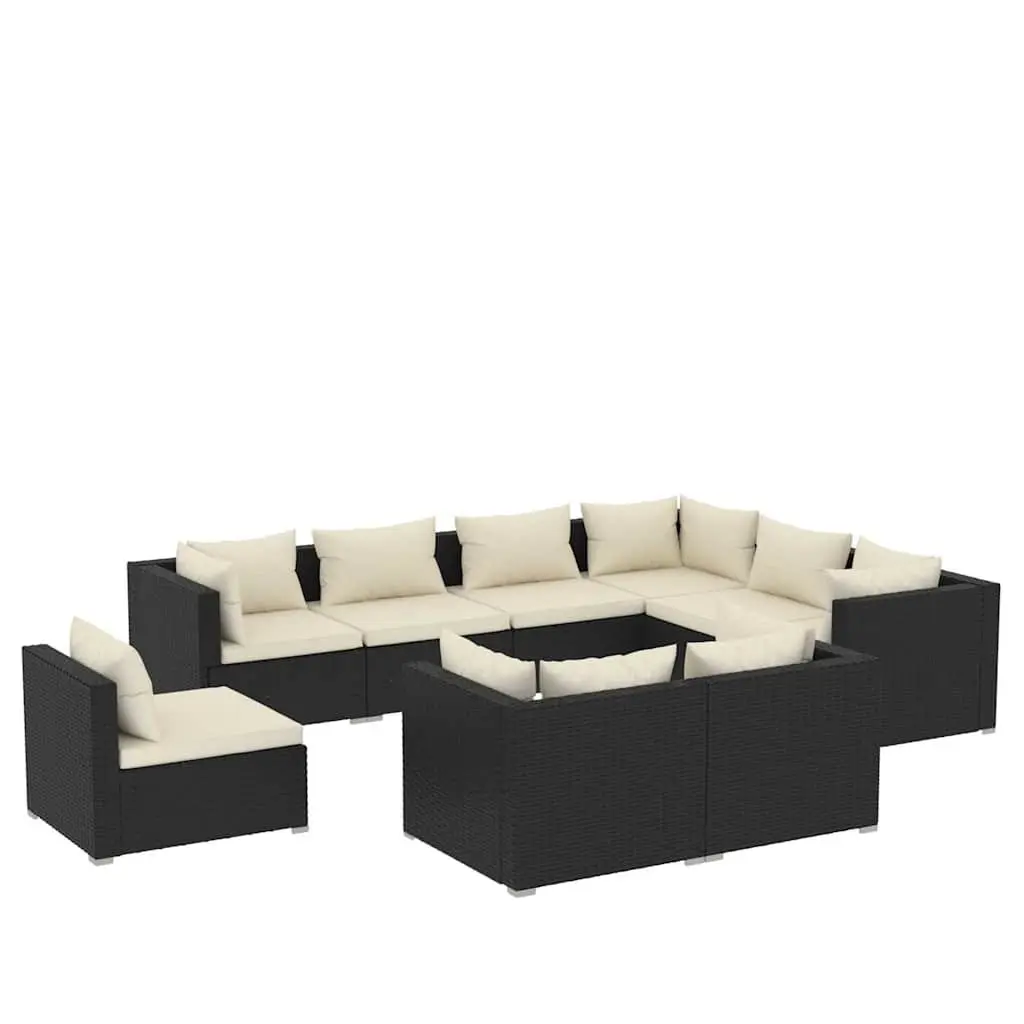 9 Piece Poly Rattan Garden Lounge Set Outdoor Patio Furniture Black