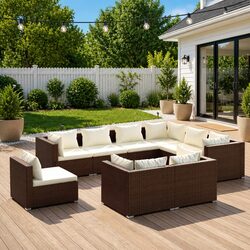 Reliable 9 Piece Garden Lounge Set with Cushions