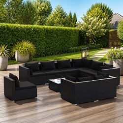 10 Piece Poly Rattan Lounge Set: Practical Comfort and Value