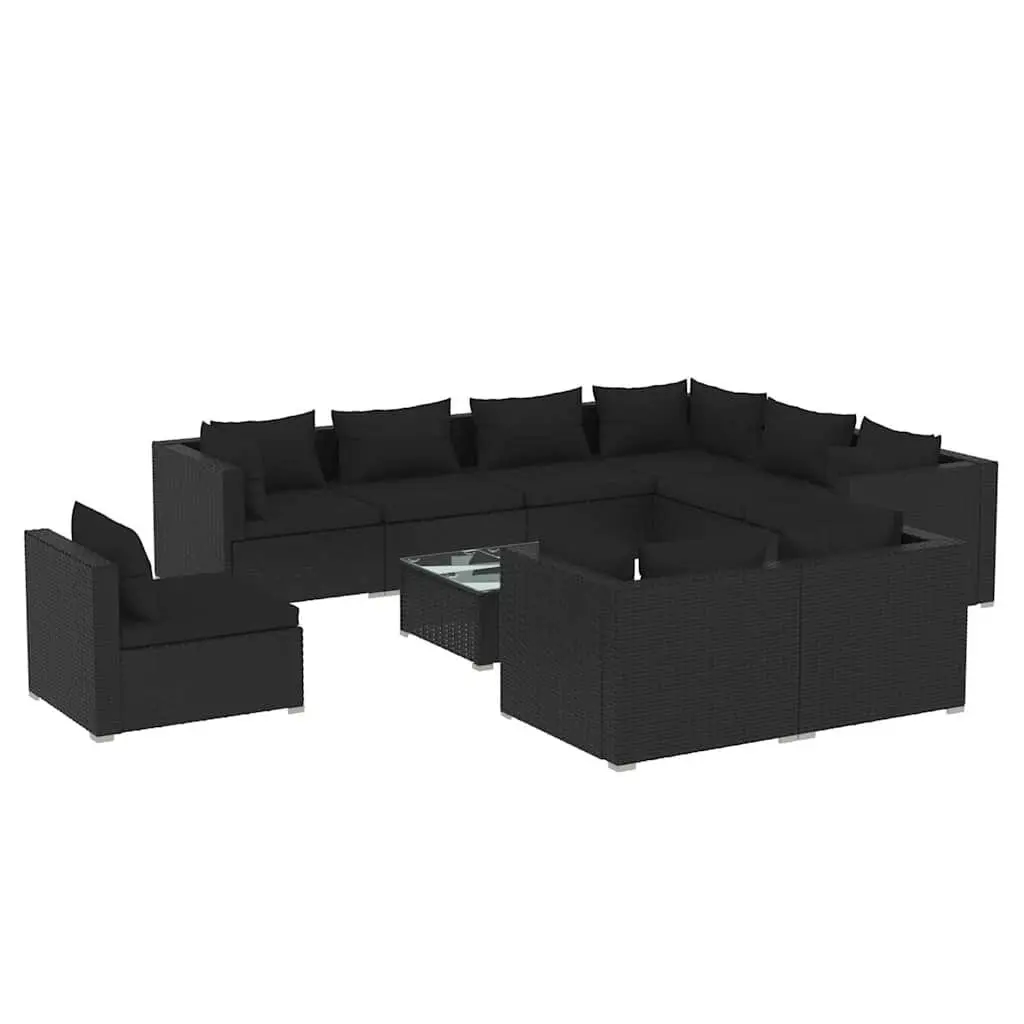 Poly Rattan Garden Lounge Set 10 Piece Outdoor Furniture Black