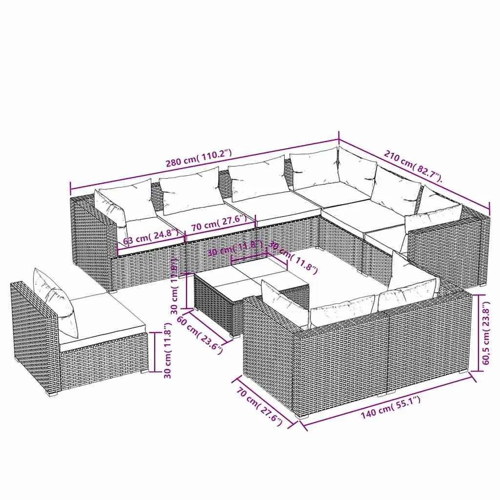 10 Piece Garden Lounge Set