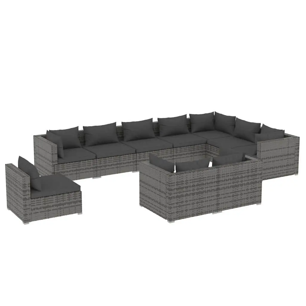 Garden Lounge Set 10 Piece Outdoor Furniture Poly Rattan Modular Grey