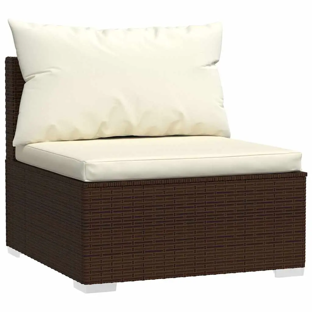 Garden Lounge Set 11 Piece Poly Rattan Outdoor Furniture with Cushions Brown