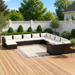 Value-Oriented 11-Piece Garden Lounge Set with Cushions