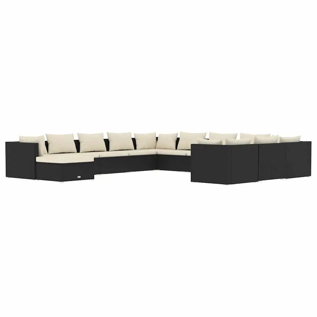 Garden Lounge Set 12 Piece Modular Outdoor Furniture with Cushions Black