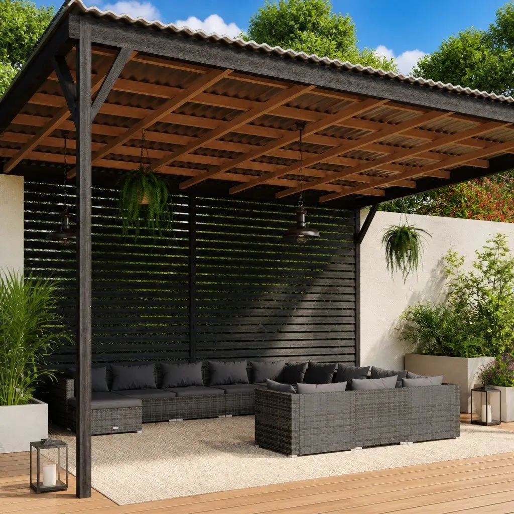 Outdoor Lounge Set Garden Patio Furniture 12 Piece Grey PE Rattan with Cushions