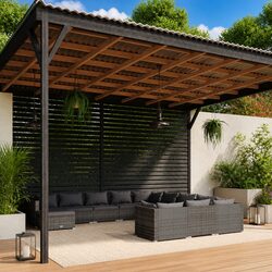 Outdoor Lounge Set 12 Piece Garden Patio Furniture Grey PE Rattan with Cushions
