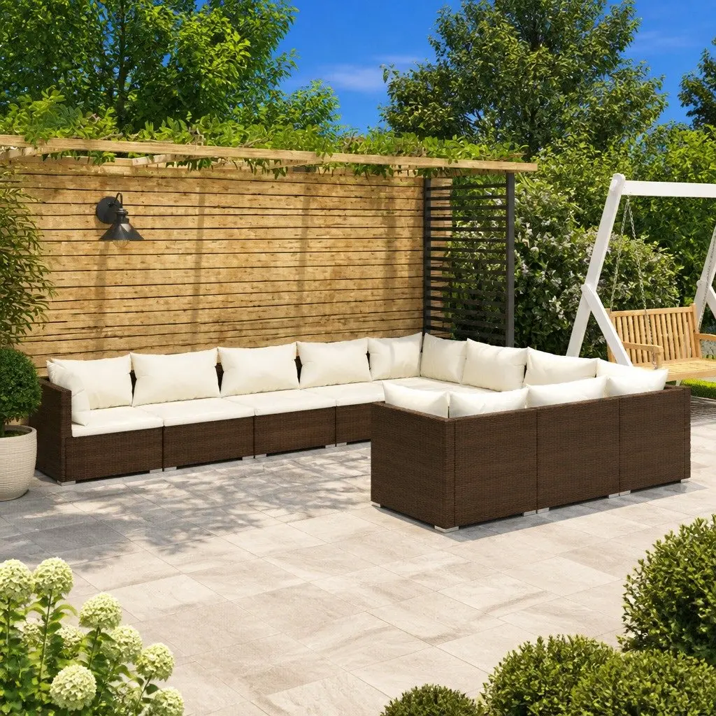 Brown Garden Lounge Set with 10 Pieces