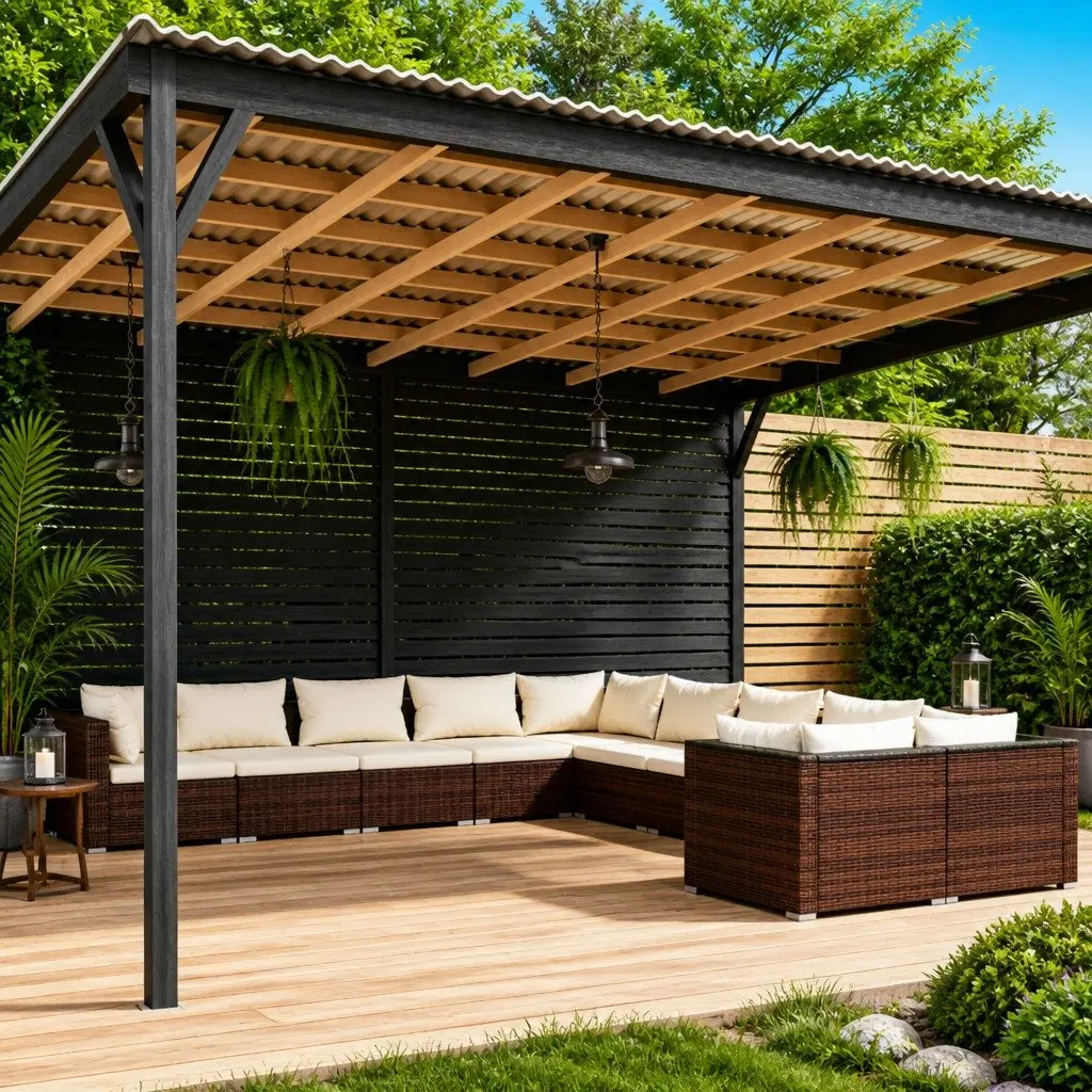 10 Piece Outdoor Garden Lounge Set with Cushions Brown Poly Rattan Patio