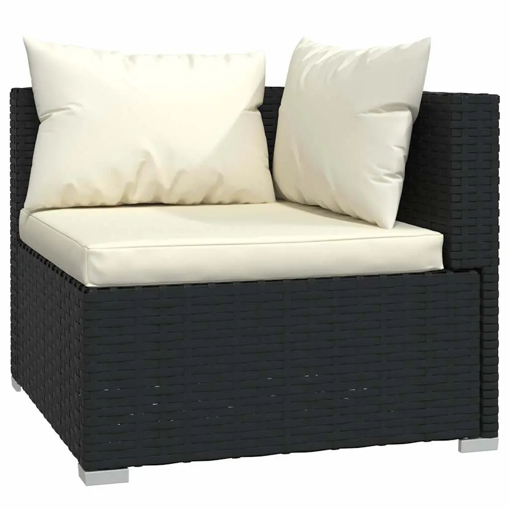 Garden Lounge Set 11 Piece Outdoor Patio Furniture with Cushions Black Rattan