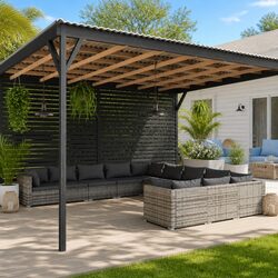 Practical 11-Piece Grey Lounge Set for Outdoor Spaces