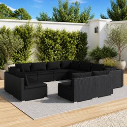 Practical 11-Piece Garden Lounge Set with Cushions