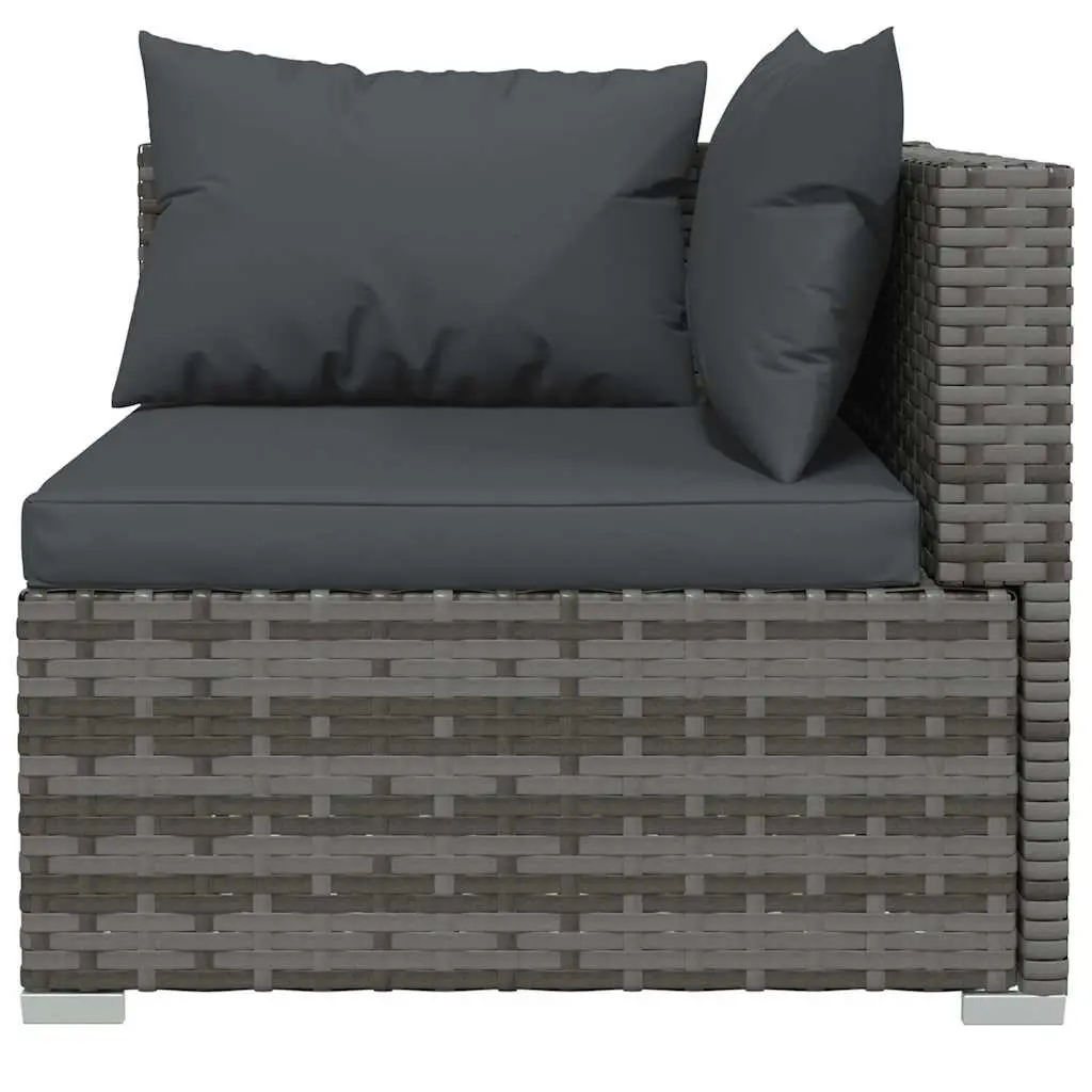 Garden Lounge Set 11 Piece Outdoor Furniture Grey Poly Rattan with Cushions