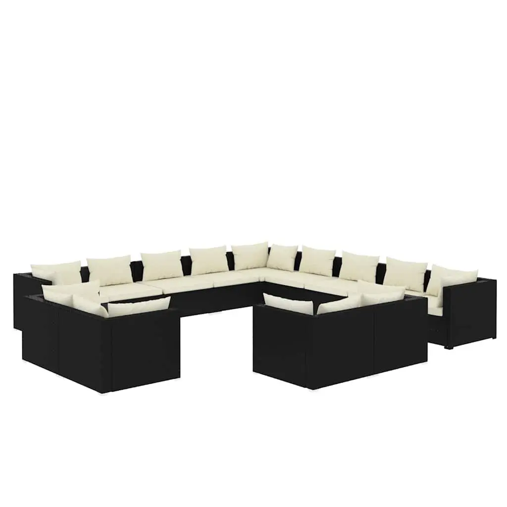 Garden Lounge Set 13 Piece Outdoor Patio Furniture Modular Black Poly Rattan