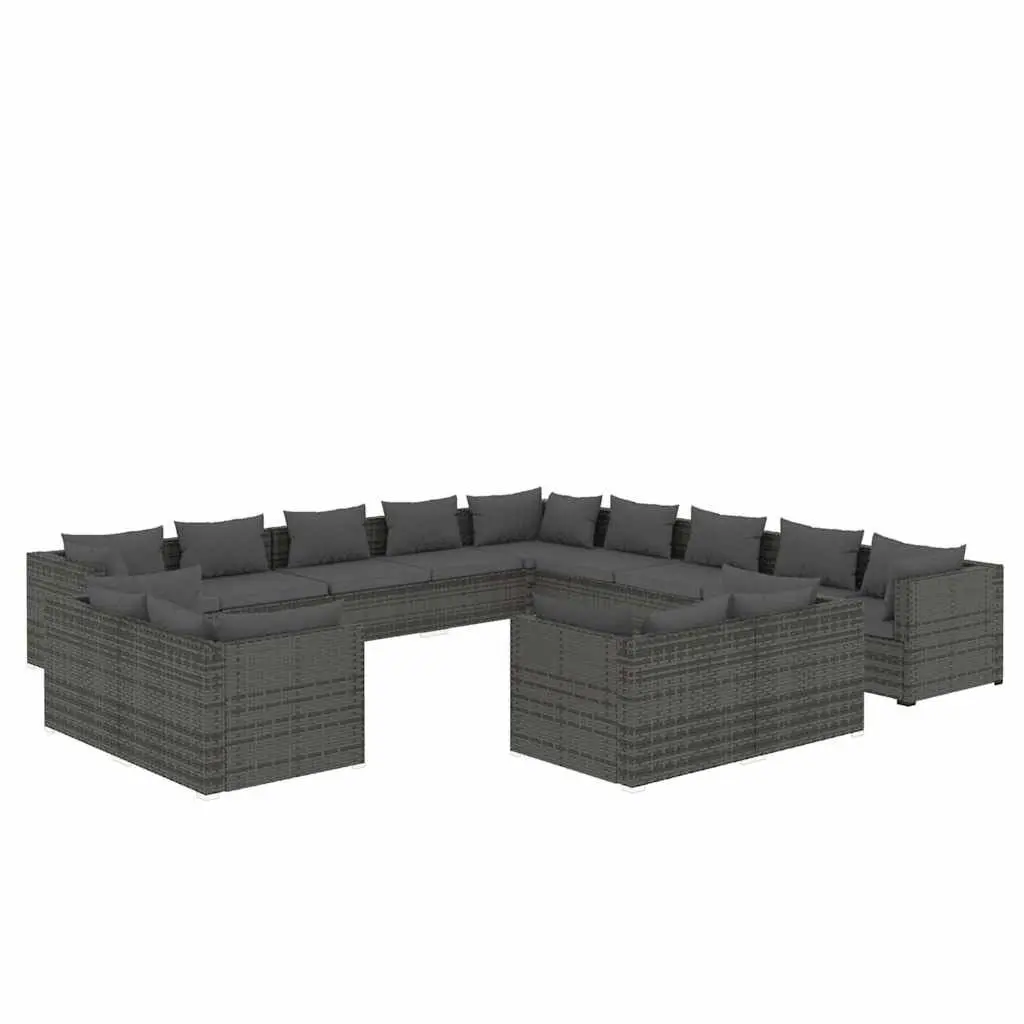 13 Piece Garden Lounge Set Grey Outdoor Furniture with Cushions