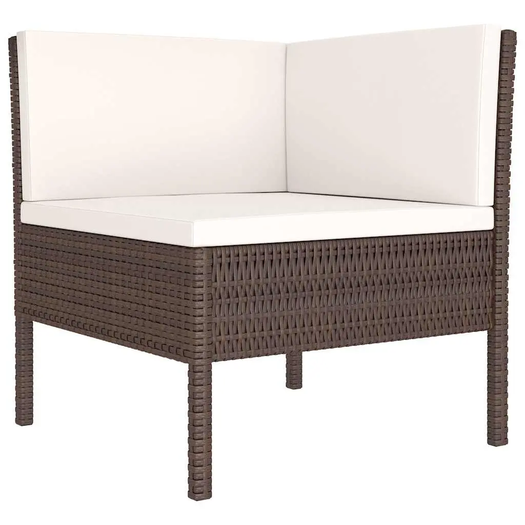 Garden Lounge Set 3 Piece Outdoor Furniture Poly Rattan Brown