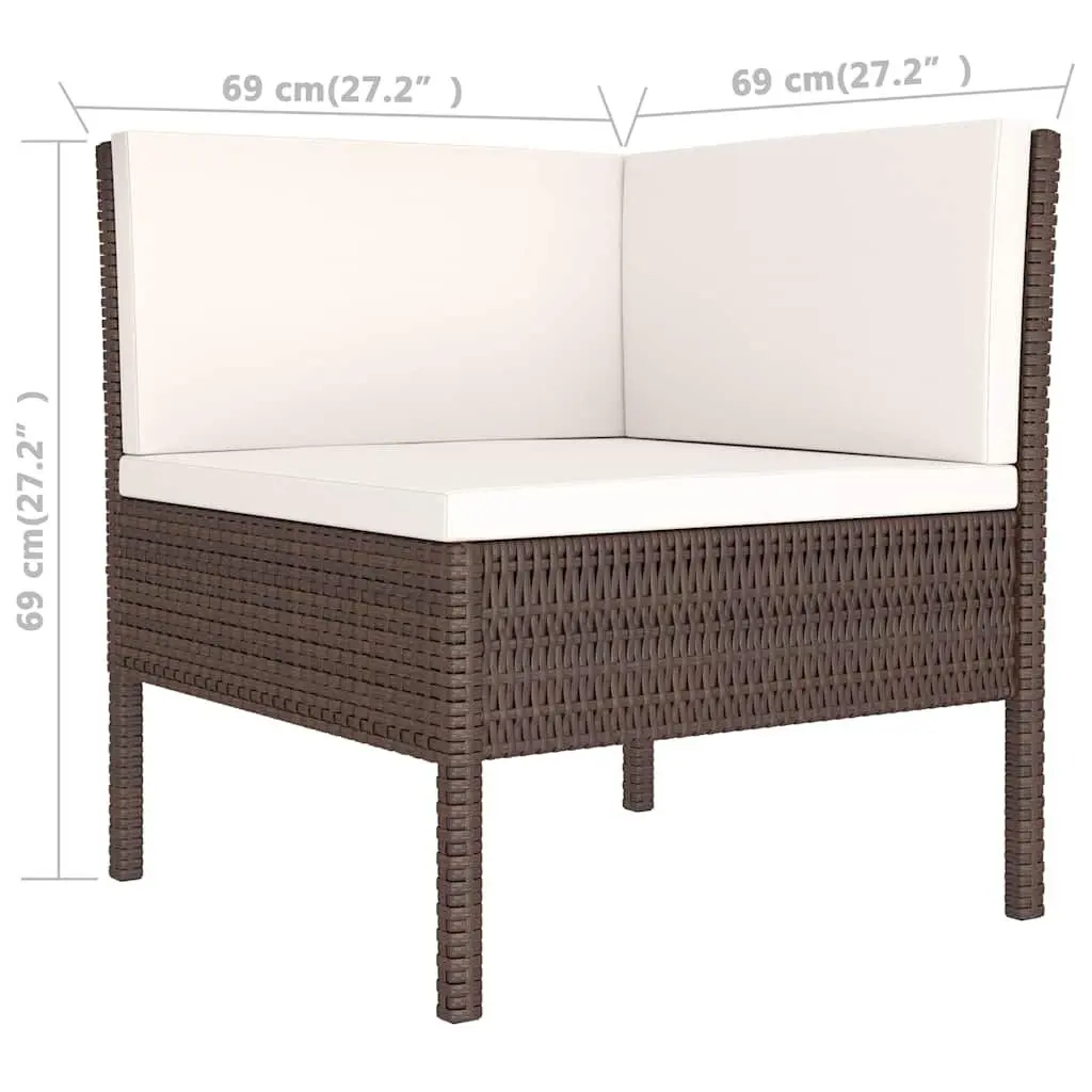 Garden Lounge Set 3 Piece Outdoor Furniture Poly Rattan Brown