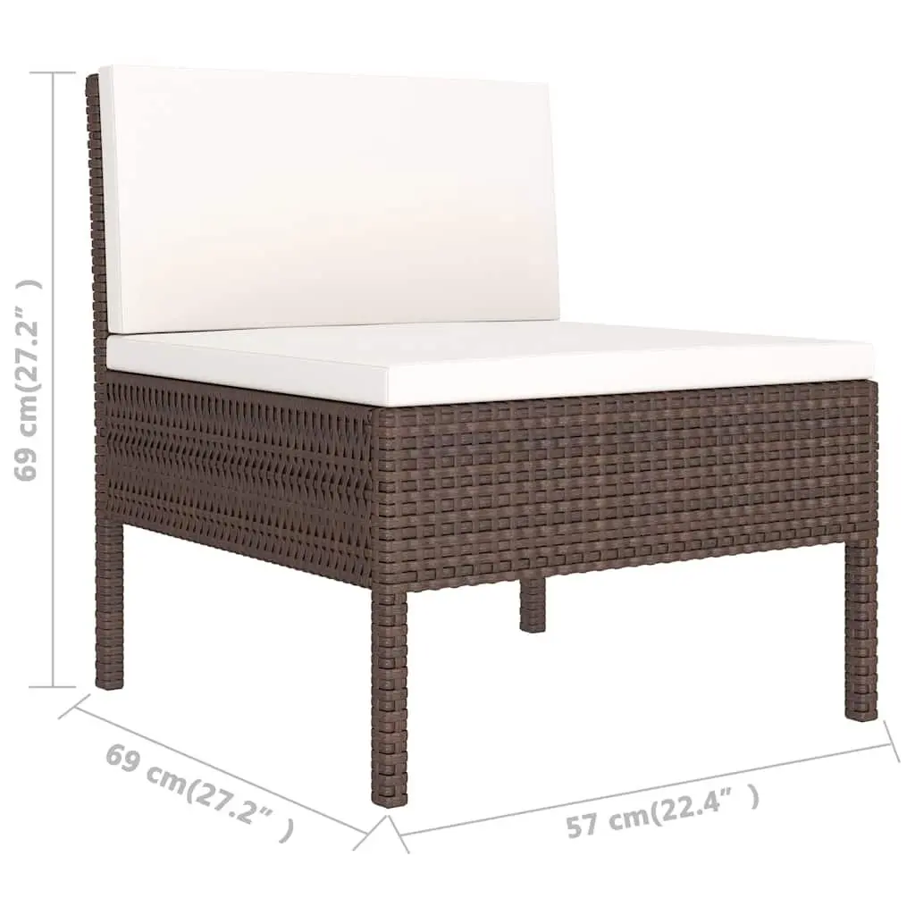 Garden Lounge Set 3 Piece Outdoor Furniture Poly Rattan Brown