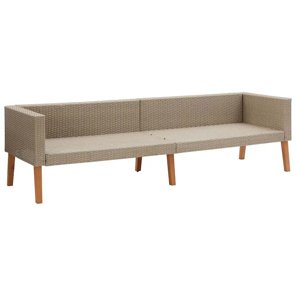 3-Seater Garden Sofa Outdoor Couch Beige Poly Rattan with Cushions