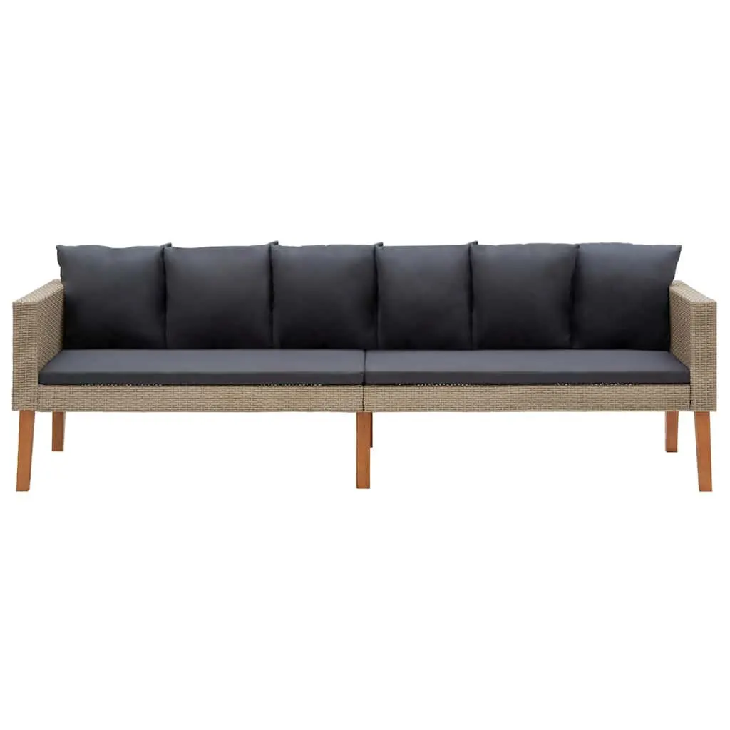 3-Seater Garden Sofa Outdoor Couch Beige Poly Rattan with Cushions