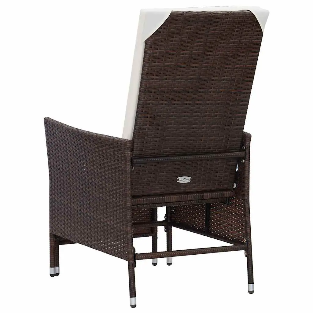 Reclining Garden Chair Outdoor Seating Adjustable Brown PE Rattan Armchair with Footrest