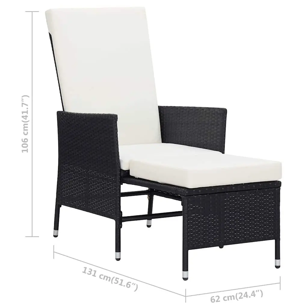 Garden Lounge Set 2 Piece Outdoor Furniture Armchair Tea Table Black