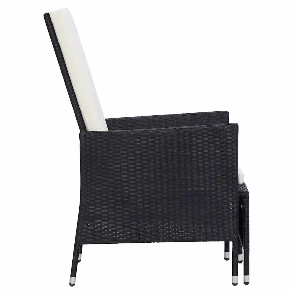Garden Lounge Set 2 Piece Outdoor Furniture Armchair Tea Table Black