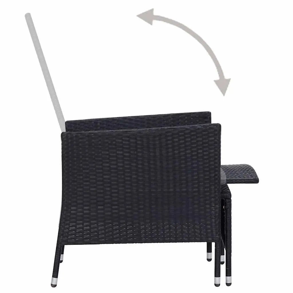 Garden Lounge Set 2 Piece Outdoor Furniture Armchair Tea Table Black
