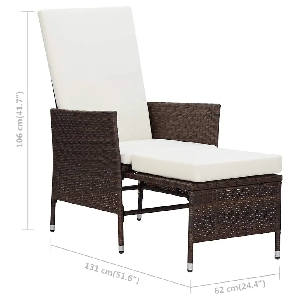 Garden Lounge Set Outdoor Furniture 2 Piece PE Rattan Armchair Tea Table Brown